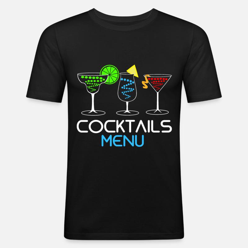 Cocktail - Männer Slim Fit T-Shirt - Schwarz