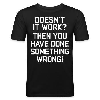 Est-ce que ça ne marche pas ? - T-shirt près du corps Homme - noir - Devant - Nik (191cm)