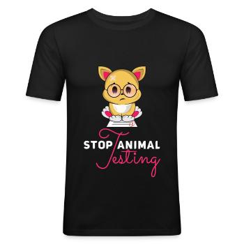 Stop Animal Testing Stops Animal Trials Gift - Men's Slim Fit T-Shirt - black - Front - Nik (191cm)