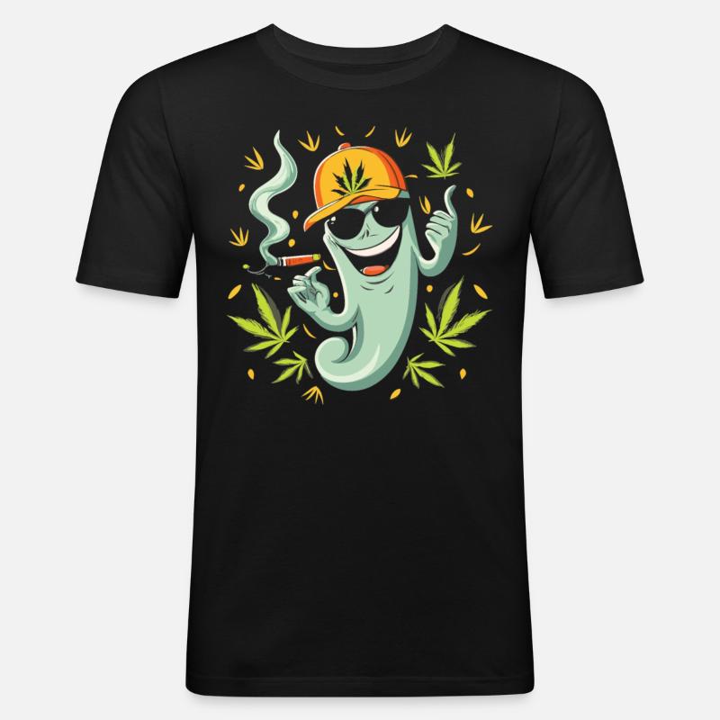 Stoned Ghost - Amusez-vous avec l’ de l’herbe - T-shirt près du corps Homme - noir