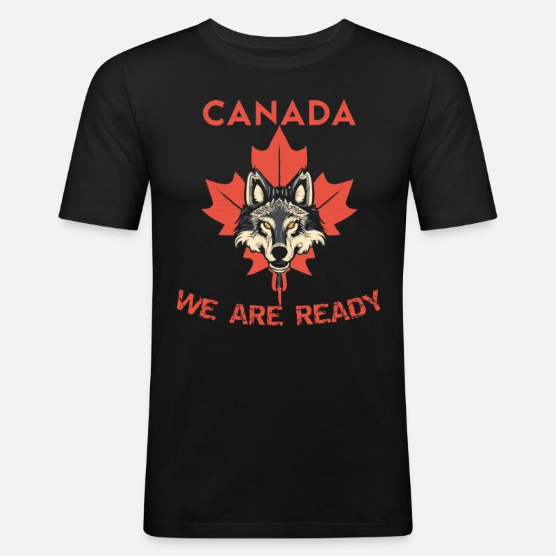 Canada Wolf Maple Leaf - Men's Slim Fit T-Shirt - black