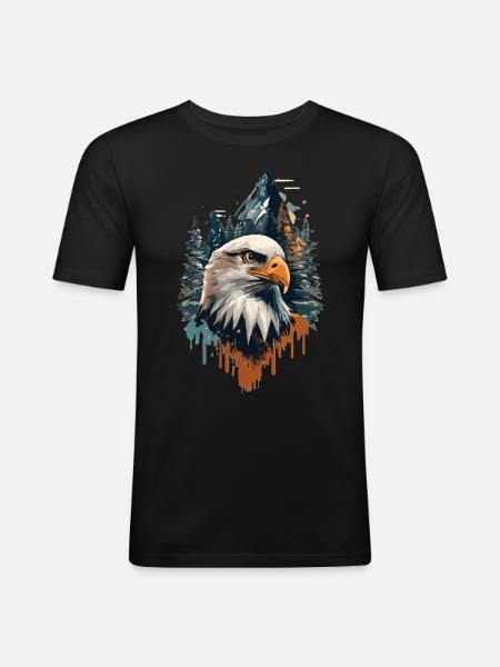 Naturen i perfektion: örnar och bergstoppar förenas - Slim Fit T-shirt herr - svart