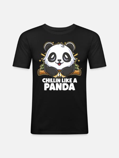 Chillin like a Panda - Men's Slim Fit T-Shirt - black