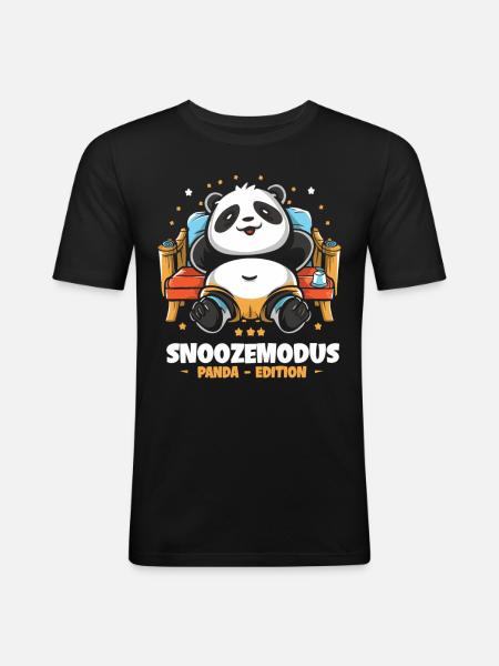 Relaxation with pandas - Men's Slim Fit T-Shirt - black