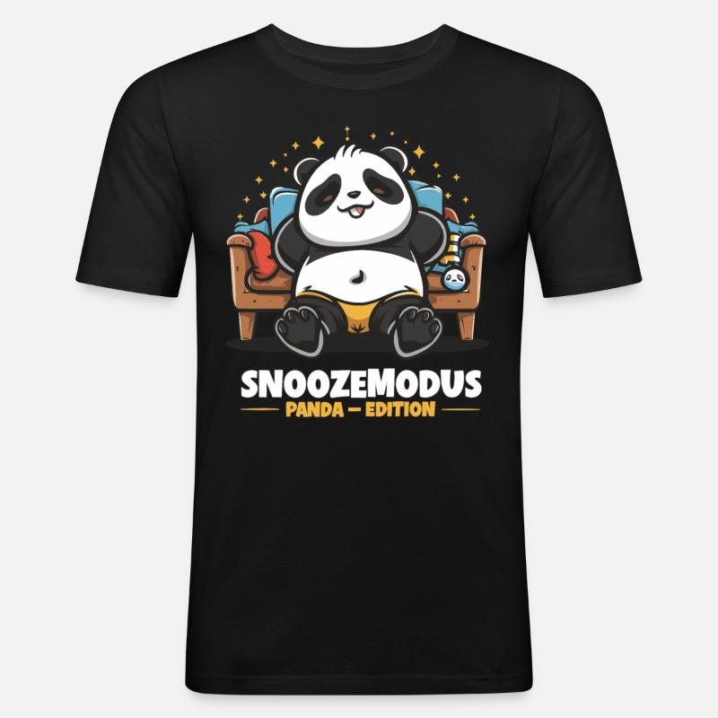 Snooze Mode - Panda Edition - Men's Slim Fit T-Shirt - black