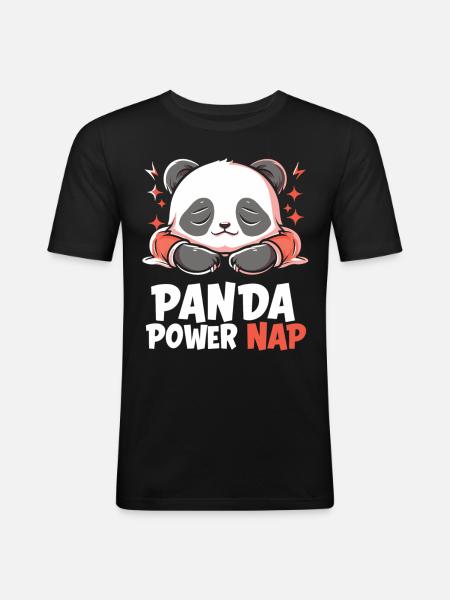 Panda Power Nap - Men's Slim Fit T-Shirt - black