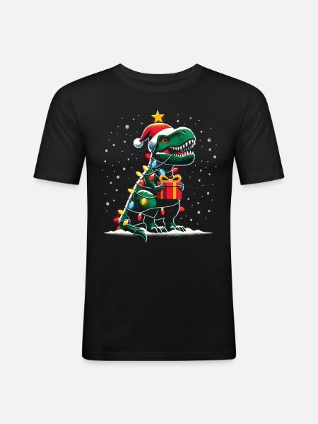 Tree Rex Ugly Christmas - Men's Slim Fit T-Shirt - black