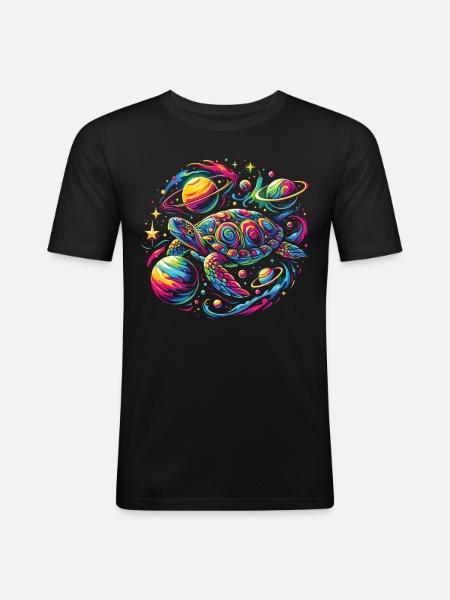 Galactic Turtle: Star Journey - Men's Slim Fit T-Shirt - black