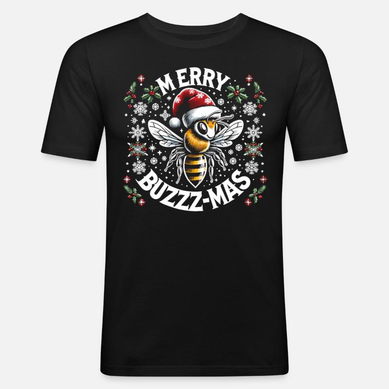 Snowflakes and bee magic - Men's Slim Fit T-Shirt - black