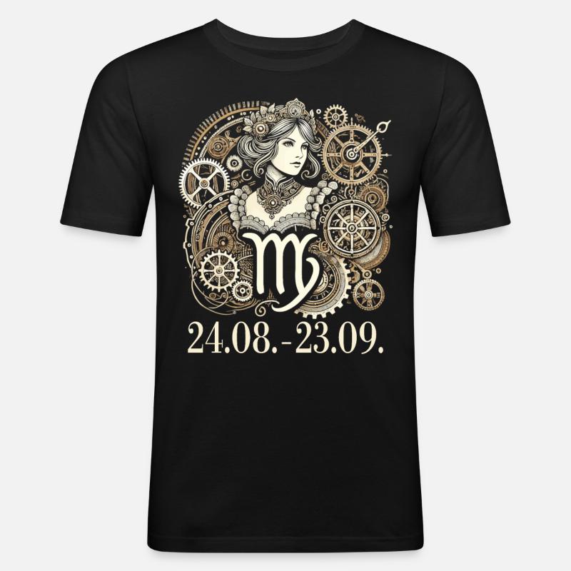 Sternzeichen Jungfrau Steampunk Stil - Männer Slim Fit T-Shirt - Schwarz