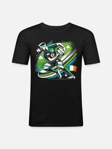 Rugby Irland Fan - Männer Slim Fit T-Shirt - Schwarz