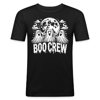 Boo Crew: Geister feiern Halloween - Männer Slim Fit T-Shirt - Schwarz - Vorne - Nik (191cm)