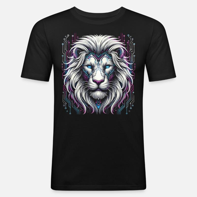 Cyberlöwe: Neonpride - Männer Slim Fit T-Shirt - Schwarz