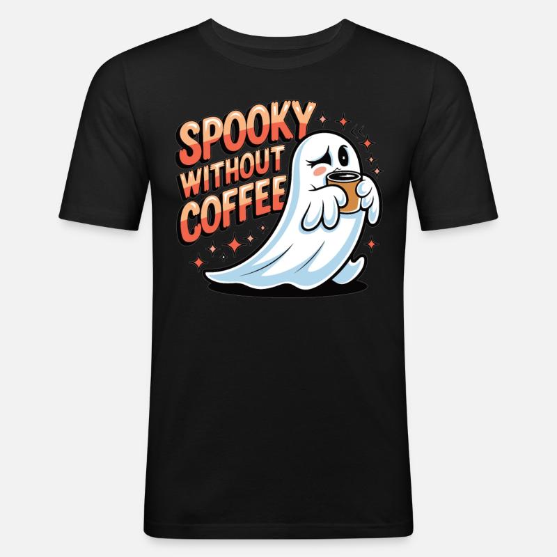 Spooky without coffee? Impossible! - Men's Slim Fit T-Shirt - black