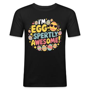 Ich bin eier-weise großartig – Lustiges Ostershirt - Männer Slim Fit T-Shirt - Schwarz - Vorne - Nik (191cm)