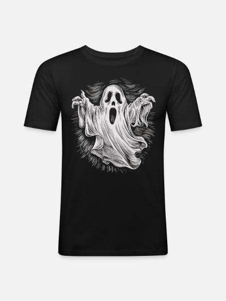 Cri fantôme effrayant - T-shirt près du corps Homme - noir