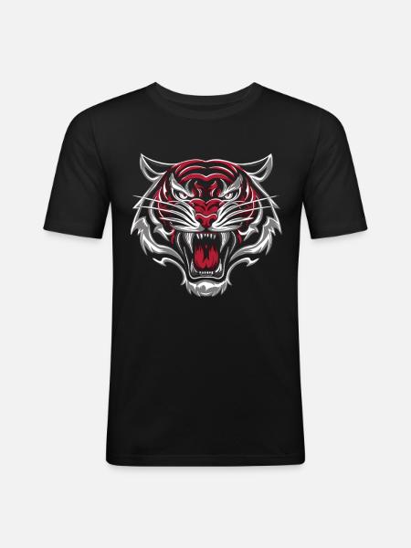 Wild Tiger's Head - Men's Slim Fit T-Shirt - black