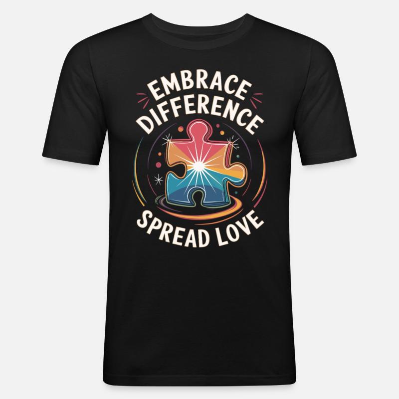 Embrace Difference Shirt - Männer Slim Fit T-Shirt - Schwarz