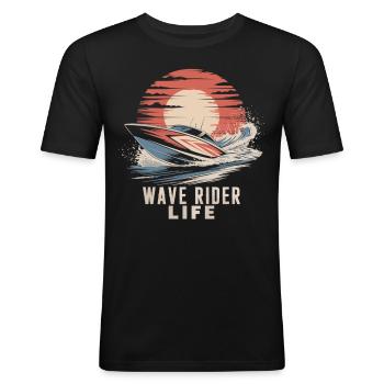Wave Riders liv - Herre Slim Fit T-Shirt - sort - Foran - Nik (191cm)