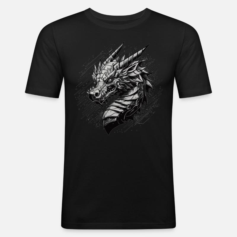 Metallischer Drache - Männer Slim Fit T-Shirt - Schwarz