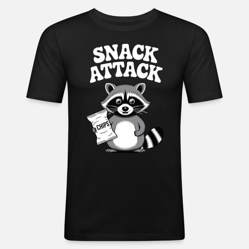 Chips und Waschbär - Männer Slim Fit T-Shirt - Schwarz