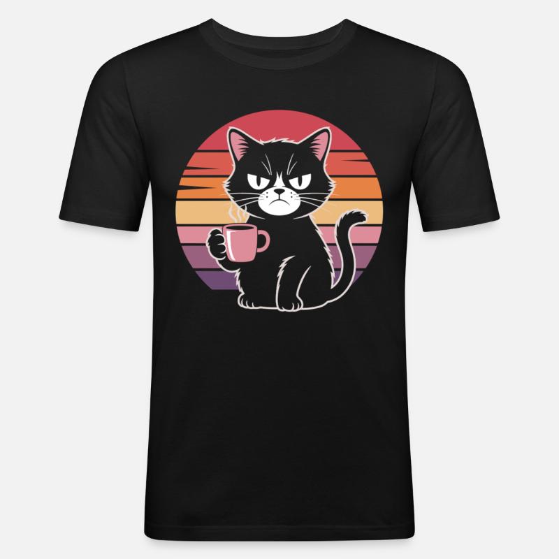 Miese Laune, guter Kaffee - Männer Slim Fit T-Shirt - Schwarz