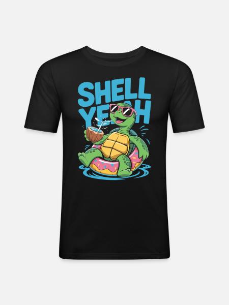 Shell yeah – Chill Turtle - T-shirt près du corps Homme - noir