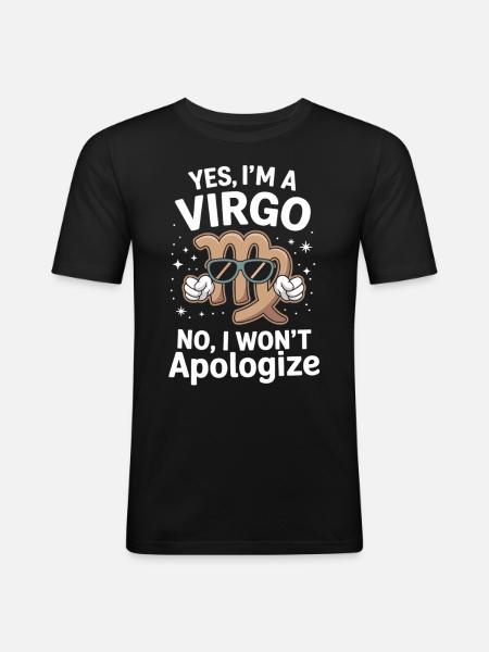 Virgo Zodiac Statement Shirt - Men's Slim Fit T-Shirt - black