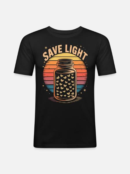 Save Light – Retro Fireflies - Men's Slim Fit T-Shirt - black