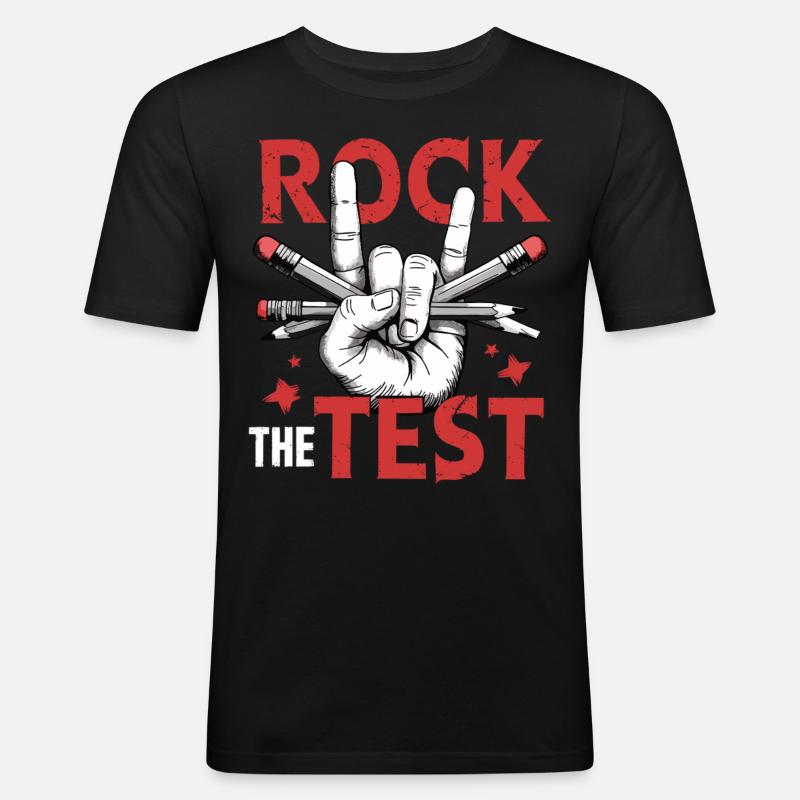 Rock the Test - Prüfungshelden - Männer Slim Fit T-Shirt - Schwarz