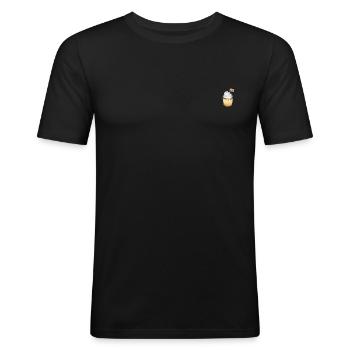Regnbue muffin - Herre Slim Fit T-Shirt - sort - Foran - Nik (191cm)