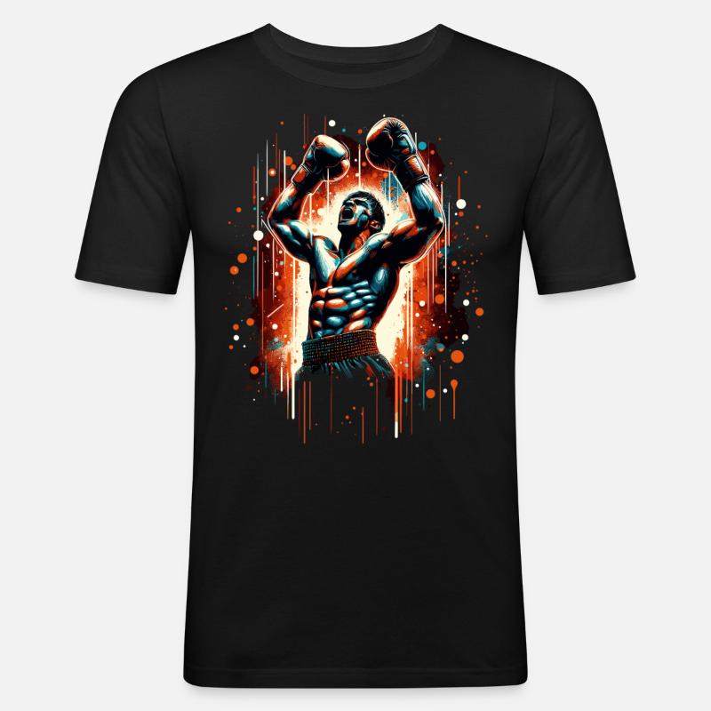 Boxer Siegespose Siegerpose Boxen Geschenk - Männer Slim Fit T-Shirt - Schwarz