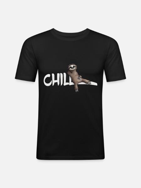 Chil paresse confortable dépendent refroidissement occasionnel - T-shirt près du corps Homme - noir