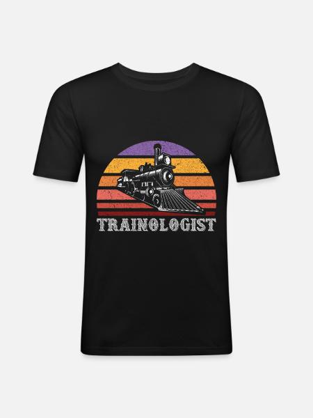 Train driver locomotive - Men's Slim Fit T-Shirt - black