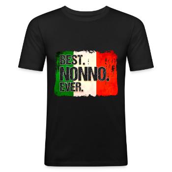 Vintage Großvater Großvater Opa - Männer Slim Fit T-Shirt - Schwarz - Vorne - Nik (191cm)