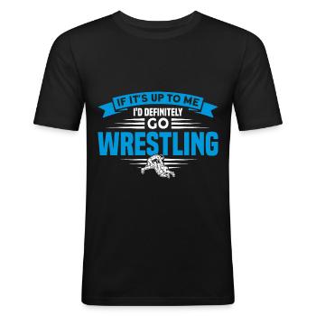 Ringen Trainer Ringer Ringen Geschenk - Männer Slim Fit T-Shirt - Schwarz - Vorne - Nik (191cm)