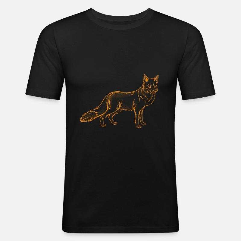 Fuchs - Männer Slim Fit T-Shirt - Schwarz