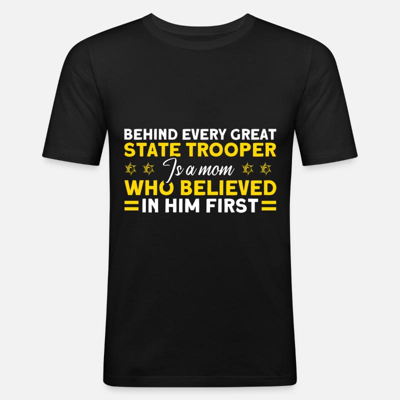 Mutter Polizeibeamter Polizeidienst Polizist - Männer Slim Fit T-Shirt - Schwarz