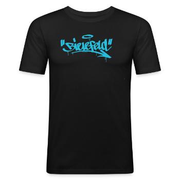 Bielefeld - Männer Slim Fit T-Shirt - Schwarz - Vorne - Nik (191cm)