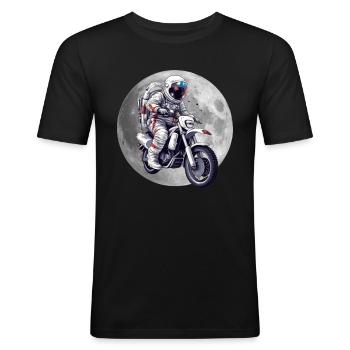Motorrad Astronaut Motorradfahrer Motorrad Biker - Männer Slim Fit T-Shirt - Schwarz - Vorne - Nik (191cm)