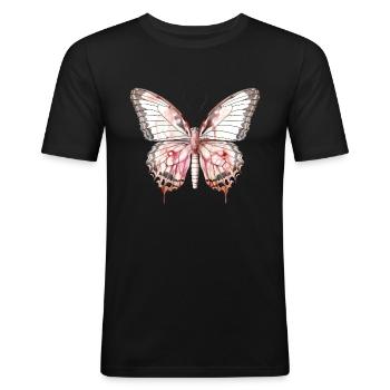 Exotic Pink Butterfly Tropical - Men's Slim Fit T-Shirt - black - Front - Nik (191cm)