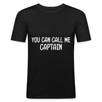 Cadeau permis capitaine bateau - T-shirt près du corps Homme - noir - Devant - Nik (191cm)