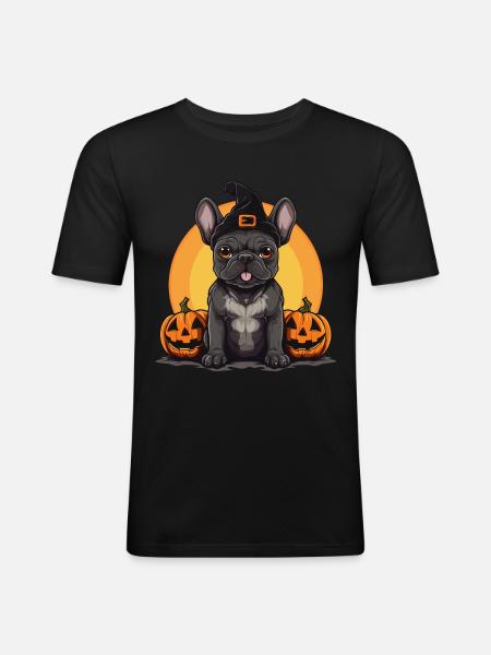 French Bulldog Halloween - Men's Slim Fit T-Shirt - black