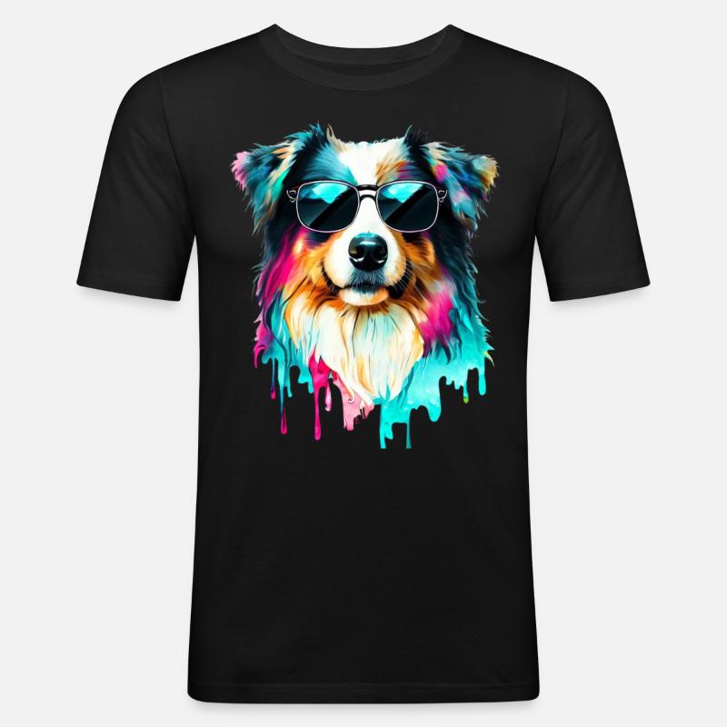 Australian Shepherd - Männer Slim Fit T-Shirt - Schwarz