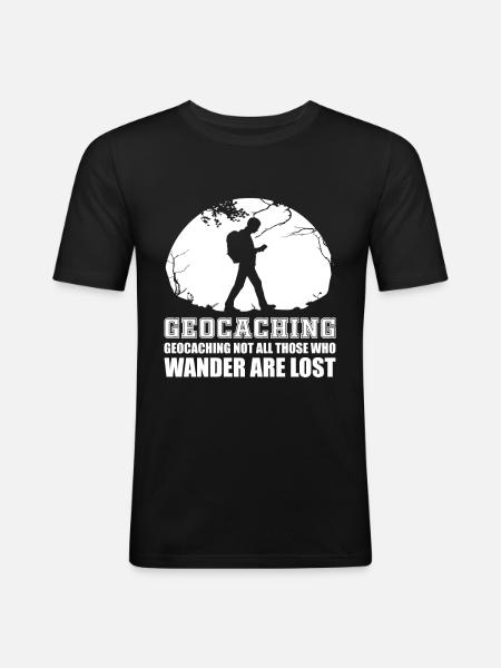 Geocaching - Männer Slim Fit T-Shirt - Schwarz