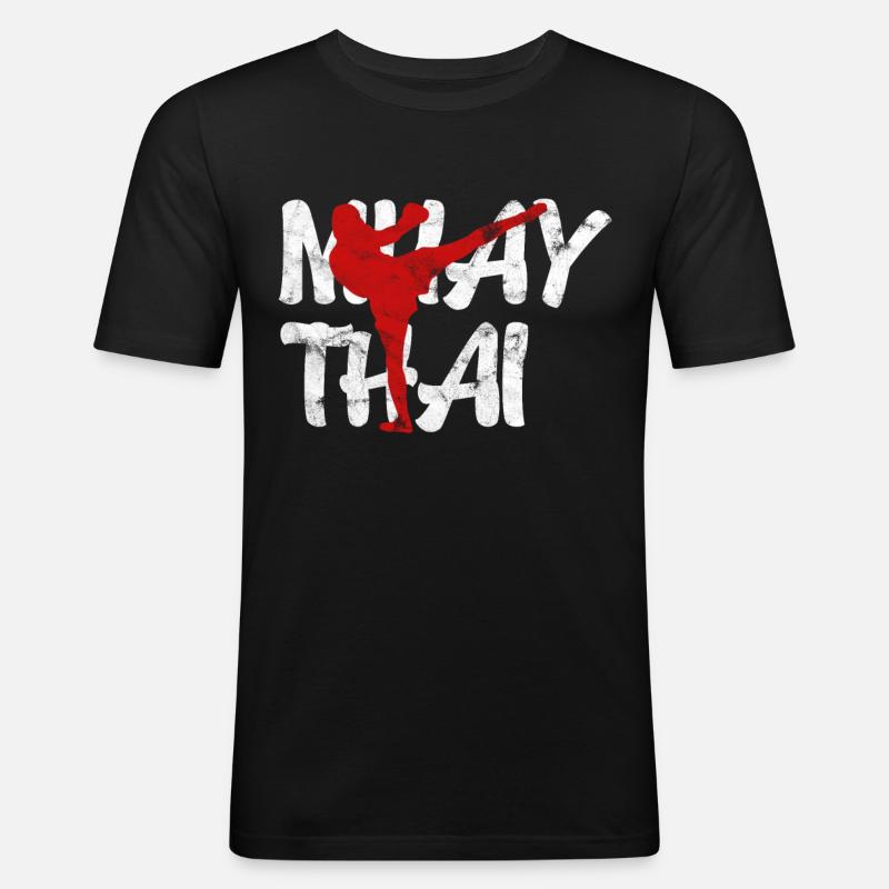 Muay Thai Kampfkunst - Männer Slim Fit T-Shirt - Schwarz