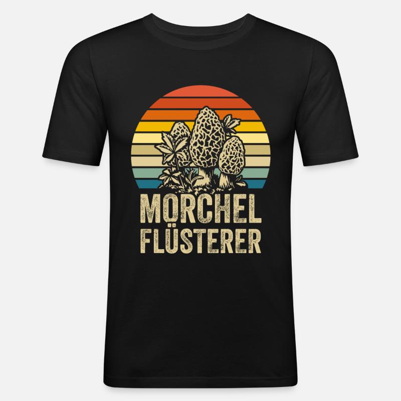 Morchel Flüsterer - Männer Slim Fit T-Shirt - Schwarz