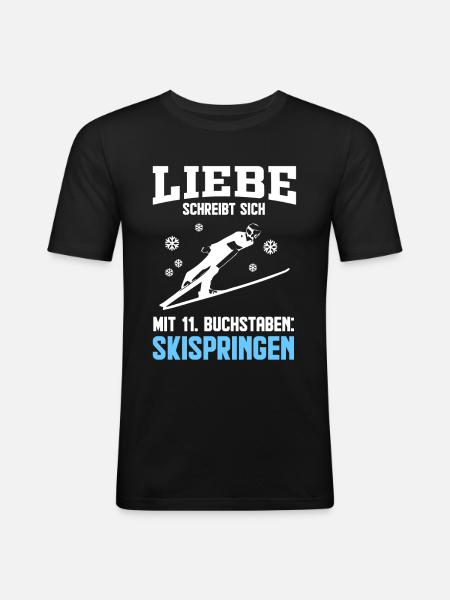 Skispringen - Männer Slim Fit T-Shirt - Schwarz