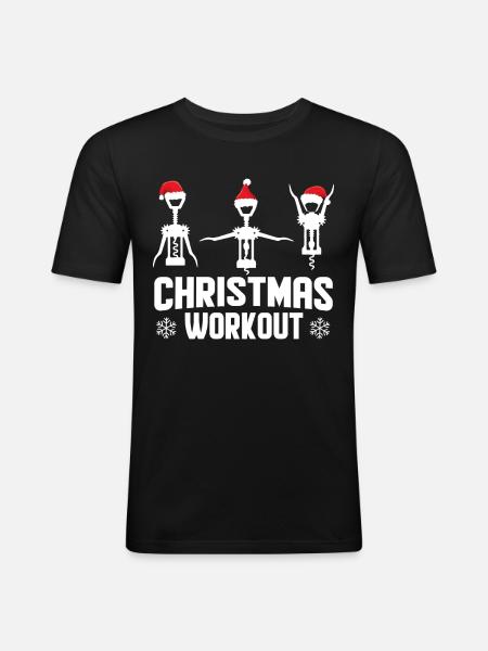 Christmas Workout - Männer Slim Fit T-Shirt - Schwarz