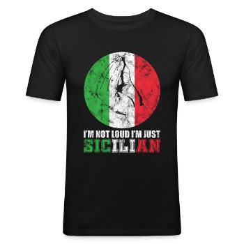 Italy Sicily hand gesture - Men's Slim Fit T-Shirt - black - Front - Nik (191cm)